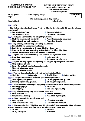 Đề thi kết thúc học phần Địa lí lớp 12 - Mã đề DE2 - Trường Cao đẳng Bách Việt